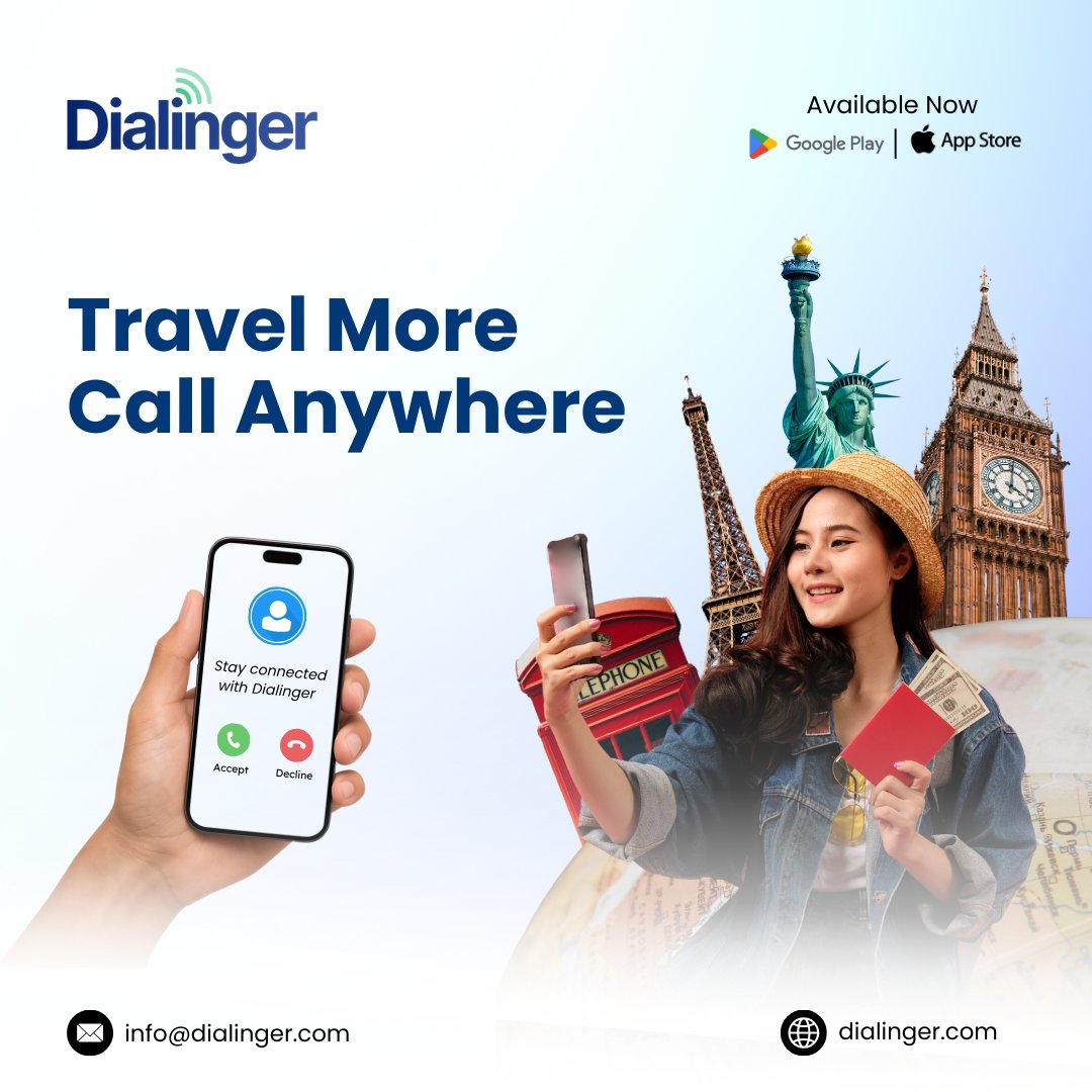 dialinger_'s tweet image. 𝐁𝐮𝐬𝐢𝐧𝐞𝐬𝐬 𝐝𝐨𝐞𝐬𝐧’𝐭 𝐬𝐭𝐨𝐩 𝐰𝐡𝐞𝐧 𝐲𝐨𝐮 𝐭𝐫𝐚𝐯𝐞𝐥.
Dialinger keeps your calls global and seamless.

Start calling smarter with Dialinger today!
🌐 dialinger.com
📧 info@dialinger.com

#Dialinger #OnlineCalling #USA
