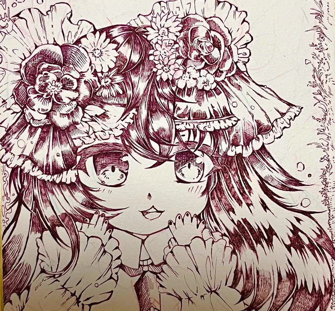 こんばんはです 色紙にペン画に… #ペン画