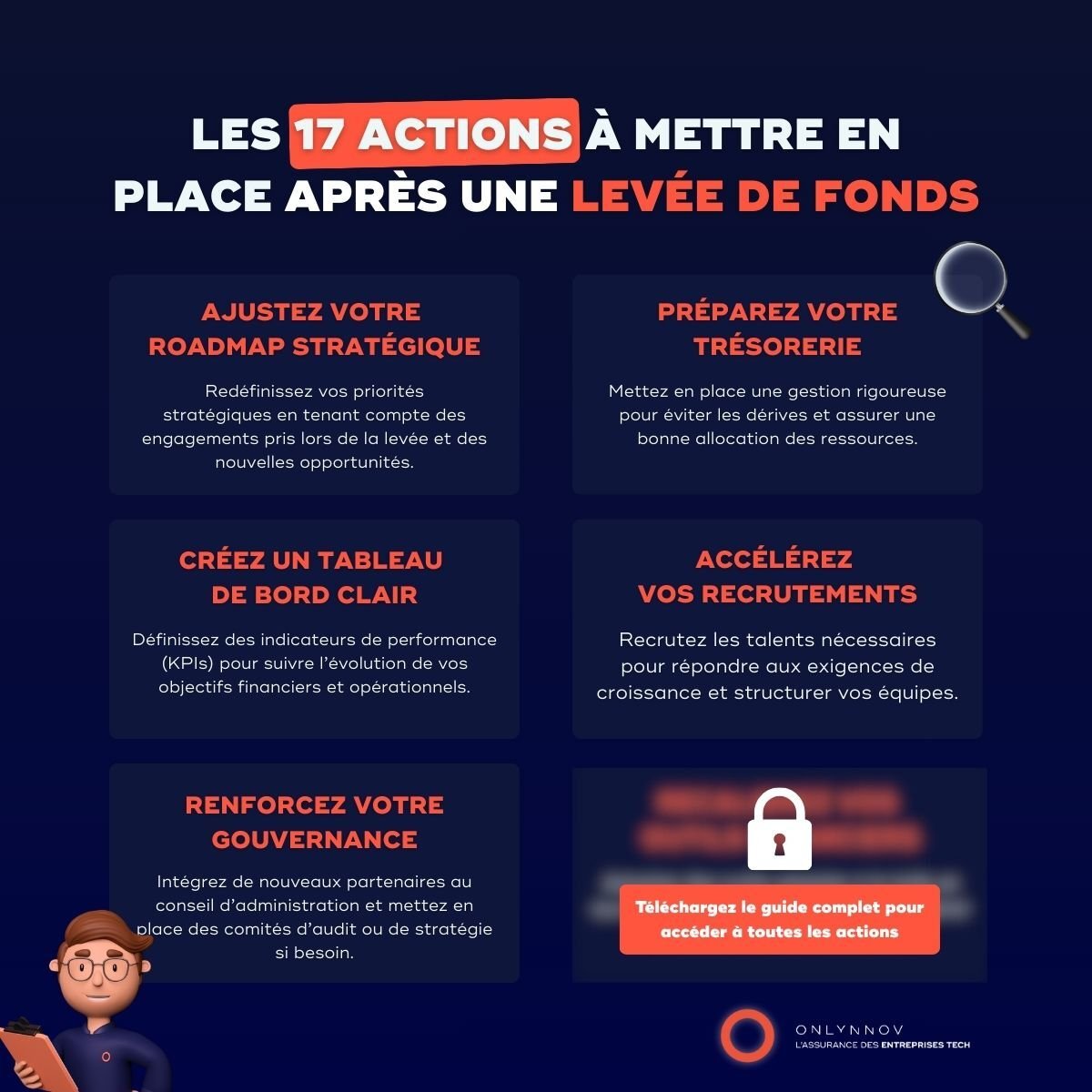 Onlynnov's tweet image. 💡 Lever des fonds n’est qu’une étape.

Le vrai défi commence après le closing : transformer l’argent levé en croissance durable 🚀

Avec notre partenaire Acting, on a listé 17 actions clés à mettre en place après une levée : eu1.hubs.ly/H0nw14g0