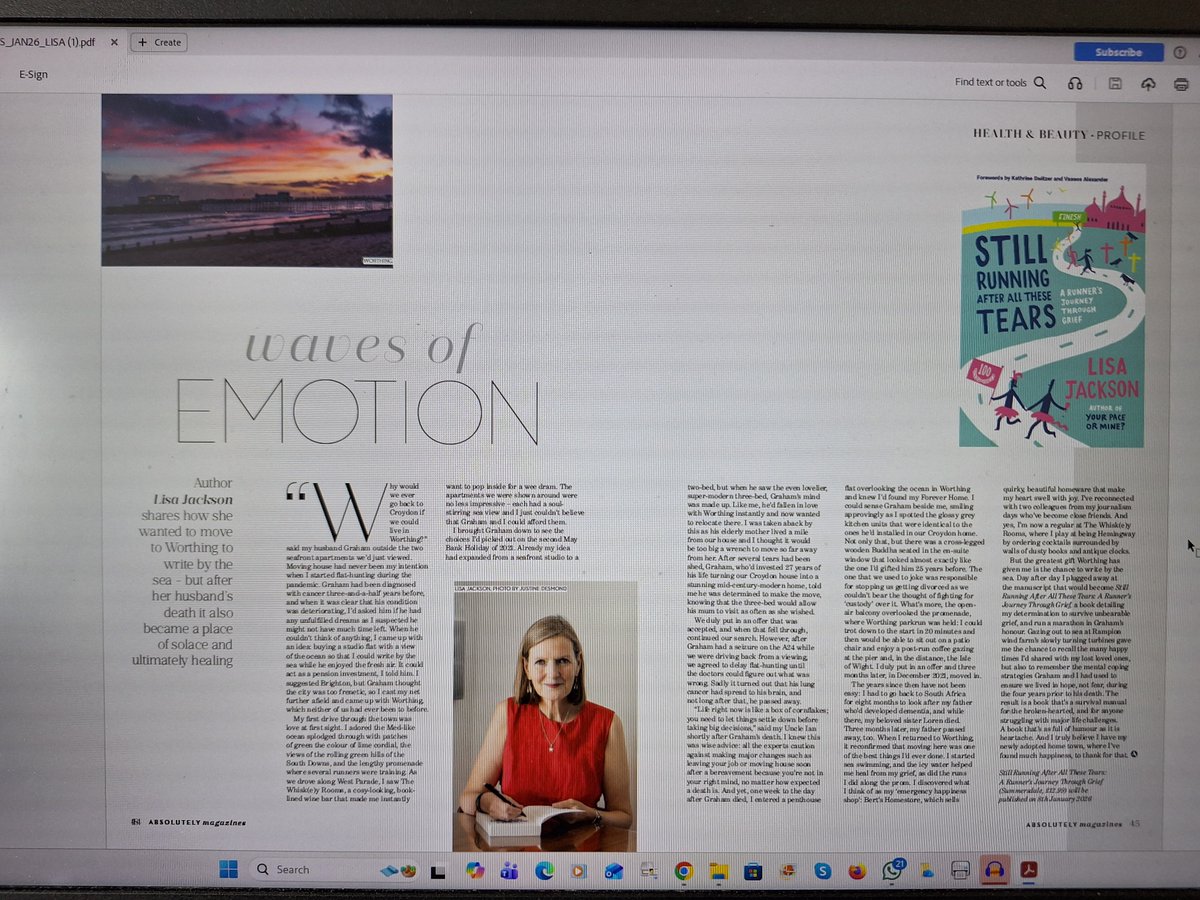 I am thrilled to be featured in the latest edition of the online magazine Absolutely Sussex, where I share why I moved to Worthing and how living here helped me write my latest running book, Still Running After All These Tears. #running #StillRunning #run