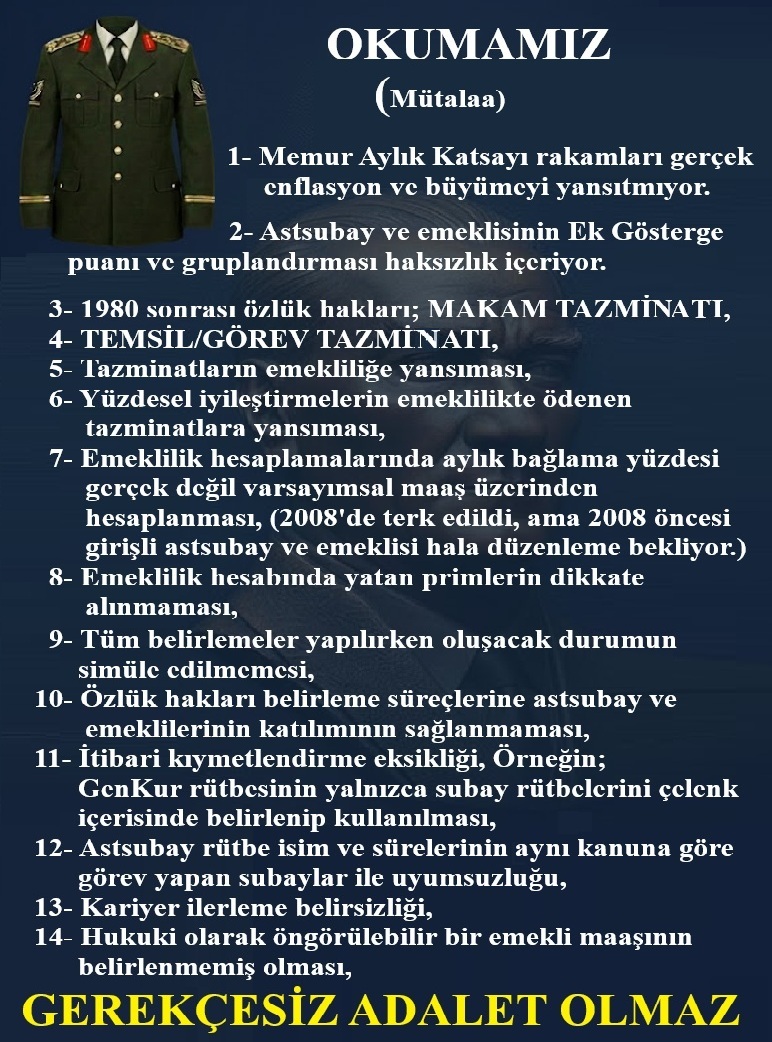 TuncbilekN's tweet image. YENİ ÇEYREK YY - ESKİ ARŞİV

Bir kanun teklifi için, TBMM dilekçe komisyonuna astsubaylar imza kampanyası yaptı ve 10255 imza ile imza aşaması tamamlandı.
İmza : x.com/TuncbilekN/sta…

Astsubay emeklilerinin hak arayışında hukuken dinlenilme haklarının önündeki en büyük engel…