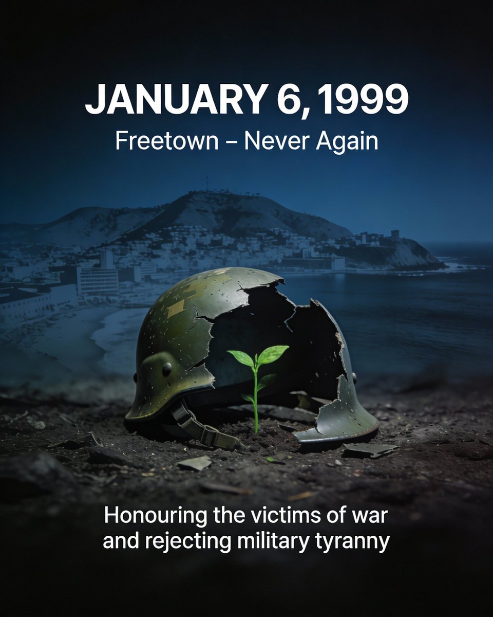 𝐓𝐫𝐢𝐛𝐮𝐭𝐞 𝐭𝐨 𝐭𝐡𝐞 𝐕𝐢𝐜𝐭𝐢𝐦𝐬 𝐨𝐟 𝐉𝐚𝐧𝐮𝐚𝐫𝐲 𝟔, 𝟏𝟗𝟗𝟗– 𝐀 𝐃𝐚𝐲 𝐨𝐟 𝐓𝐞𝐫𝐫𝐨𝐫 𝐚𝐧𝐝 𝐑𝐞𝐟𝐥𝐞𝐜𝐭𝐢𝐨𝐧

Today, we remember one of the darkest chapters in Sierra Leone’s history — January 6, 1999, a day when terror swept through our nation. The very