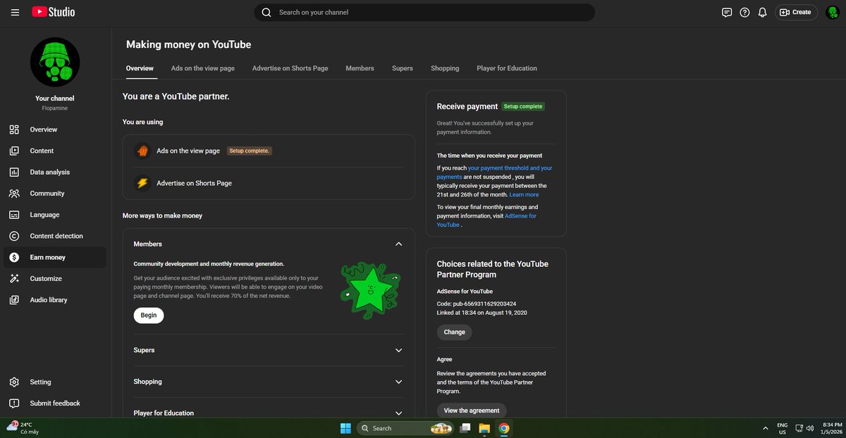 FlopamineYT's tweet photo. In Dec 2025, YT demonetized my channel for "Harmful contents involving minors", I contacted YT support and YT on X, they all responded that YT's decision was valid. On 5 Jan 2026, YT Studio said my channel entered YPP again, no explanation email or tweet @YouTubeCreators https://t.co/uPyiILz8dV
