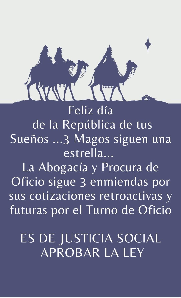 Feliz día de la República de tus sueños. Que en 2026 se apruebe la reforma legal de la LGSS reconociendo las Cotizaciones retroactivas y futuras por el trabajo en el Turno de Oficio.