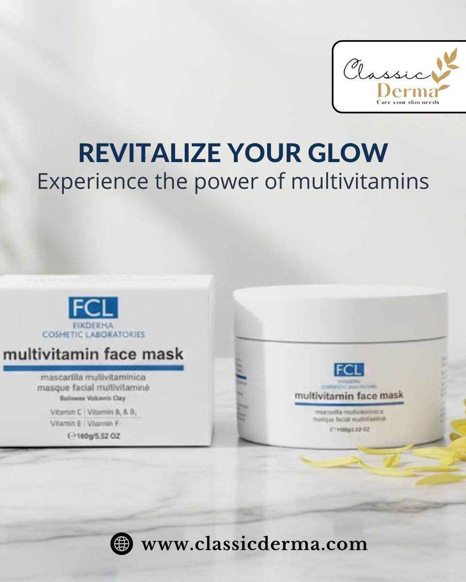 ClassicDerma's tweet photo. Revitalize your glow and give your skin a fresh start. ✨
Infused with a powerful blend of multivitamins, this face mask is designed to deeply nourish and restore your natural radiance. Experience professional-grade care from the comfort of your home. https://t.co/8u9QB9GFw1