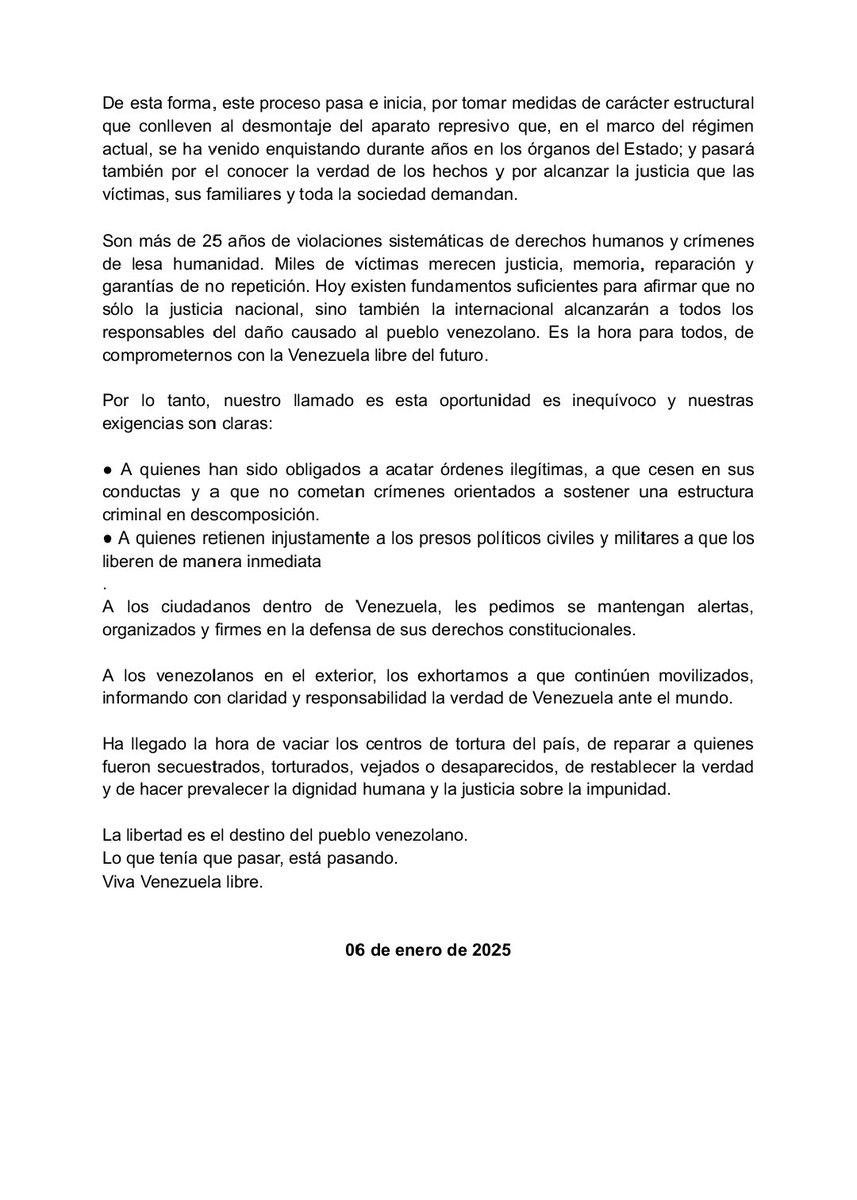 VenteDDHH's tweet image. 🚨 #COMUNICADO | VenteDDHH: Ha llegado la hora de liberar a los presos políticos, restablecer la verdad y hacer prevalecer la justicia sobre la impunidad. ‼️