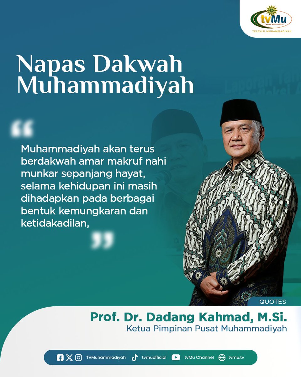 TVMuhammadiyah's tweet image. Kekuatan Muhammadiyah juga bersumber dari karakter warganya, seperti sikap bersyukur, sabar menghadapi tantangan, jujur dalam mengemban amanah, istiqamah, serta dermawan melalui zakat, infak, dan sedekah.

#Muhammadiyah 
#Dakwah 
#Gerakan 
#tvMuhammadiyah 
#Umat