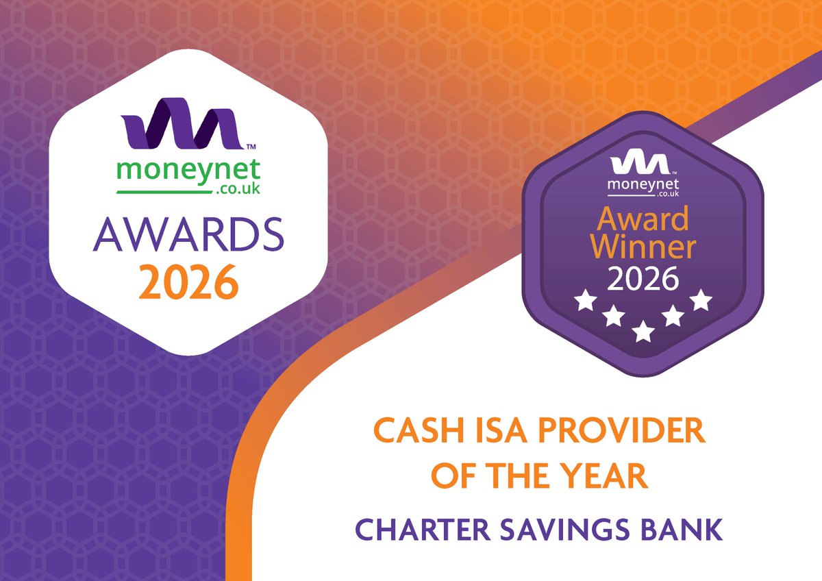 Congratulations to <a href="/CharterSavings/">Charter Savings Bank</a>  for winning 'Cash ISA Provider of The Year' in the 2026 Moneynet Personal Finance Awards #MoneynetAwards26