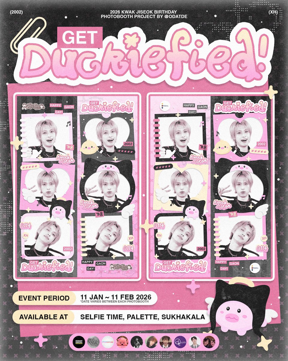 odatde's tweet image. 𝟮𝟬𝟮𝟲 © 𝗚𝗘𝗧 𝗗𝗨𝗖𝗞𝗜𝗘𝗙𝗜𝗘𝗗! 𐦖

Gaon Birthday Photobooth Project
By @odatde

✪ 𝗦𝗘𝗟𝗙𝗜𝗘 𝗧𝗜𝗠𝗘, 𝗣𝗔𝗟𝗘𝗧𝗧𝗘, 𝗦𝗨𝗞𝗛𝗔𝗞𝗔𝗟𝗔
✪ 𝟭𝟭.𝟬𝟭 - 𝟭𝟭.𝟬𝟮

A waddling wave of fun to celebrate Gaon’s special day! 🩷🐣

#Get_Duckified #HappyGaonDay #가온