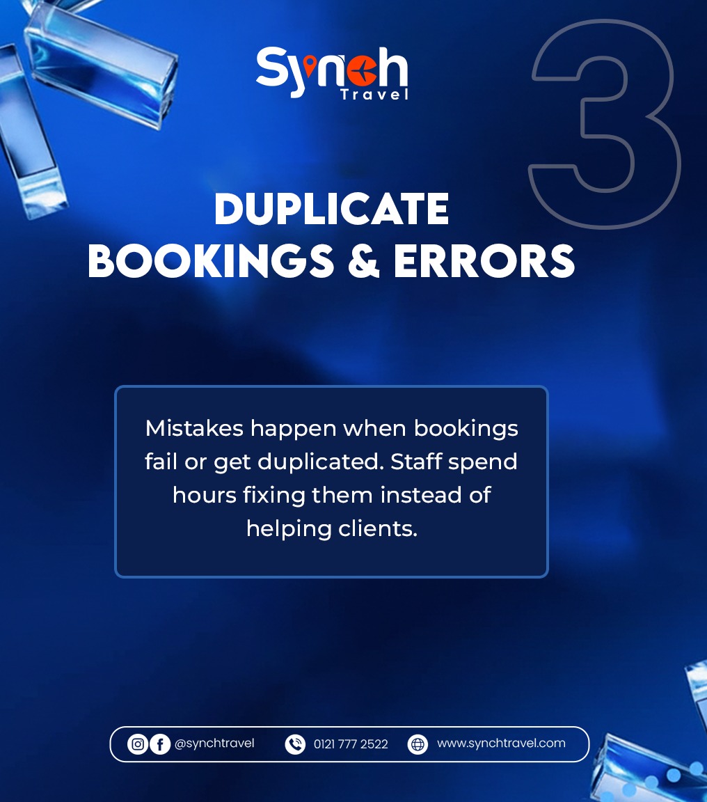 SynchTravel's tweet photo. Multiple systems. Slow confirmations. Costly mistakes.
Sound familiar? 
Synch Travel unites it all in one Smart Portal, Endless Efficiency. 

#SynchTravel #TravelMadeEasy #SmartPortal #B2BTravel #NoMoreErrors #TravelAutomation https://t.co/y28ED5ykTz
