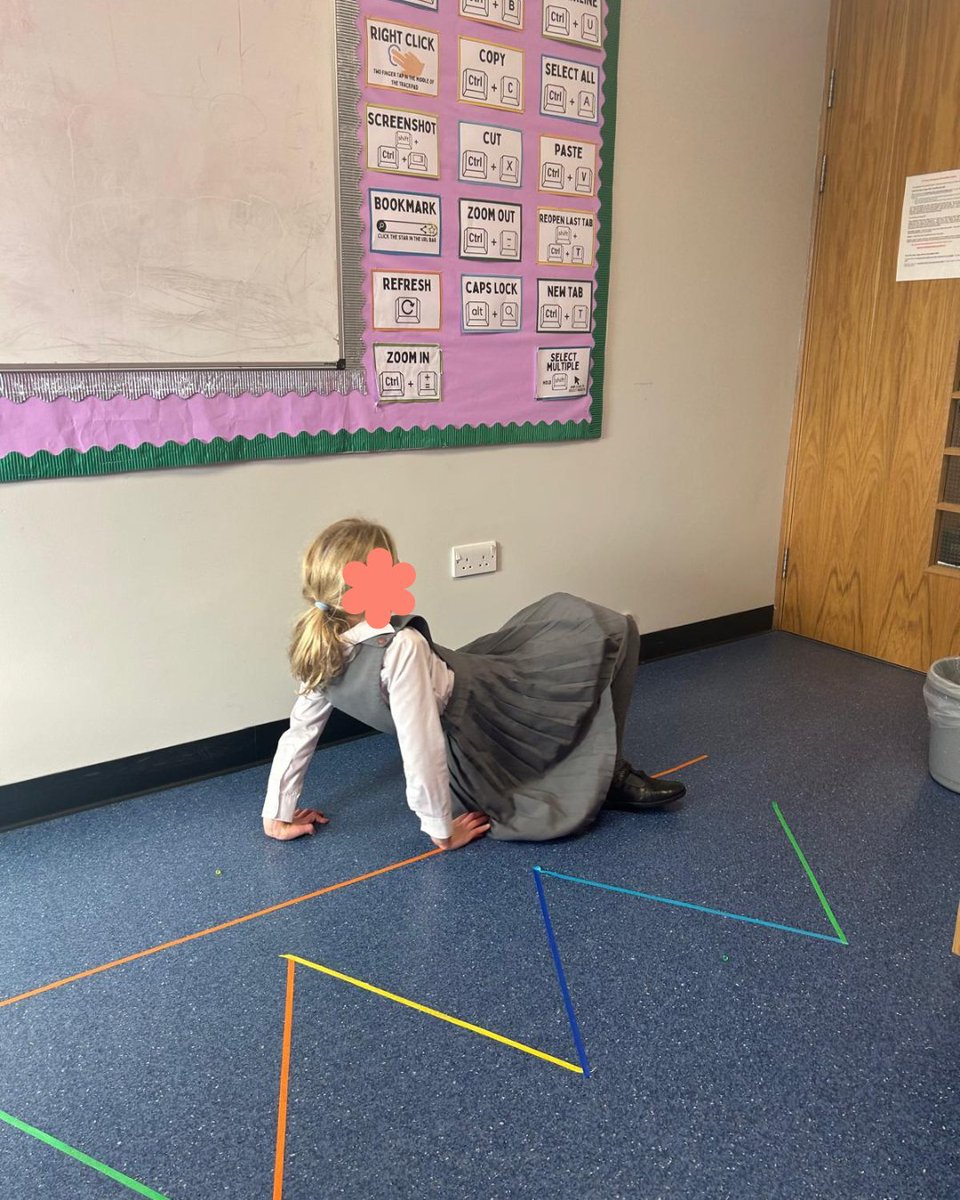 nctherapyuk's tweet photo. Following taped shapes on the floor turns movement into learning. This gross motor sensory activity supports motor planning, balance, body awareness, and regulation, making it perfect for OT sessions or classroom movement breaks. 🚶‍♀️✨

#OTForKids #SensoryIntegration #PediatricOT https://t.co/qp858tza24