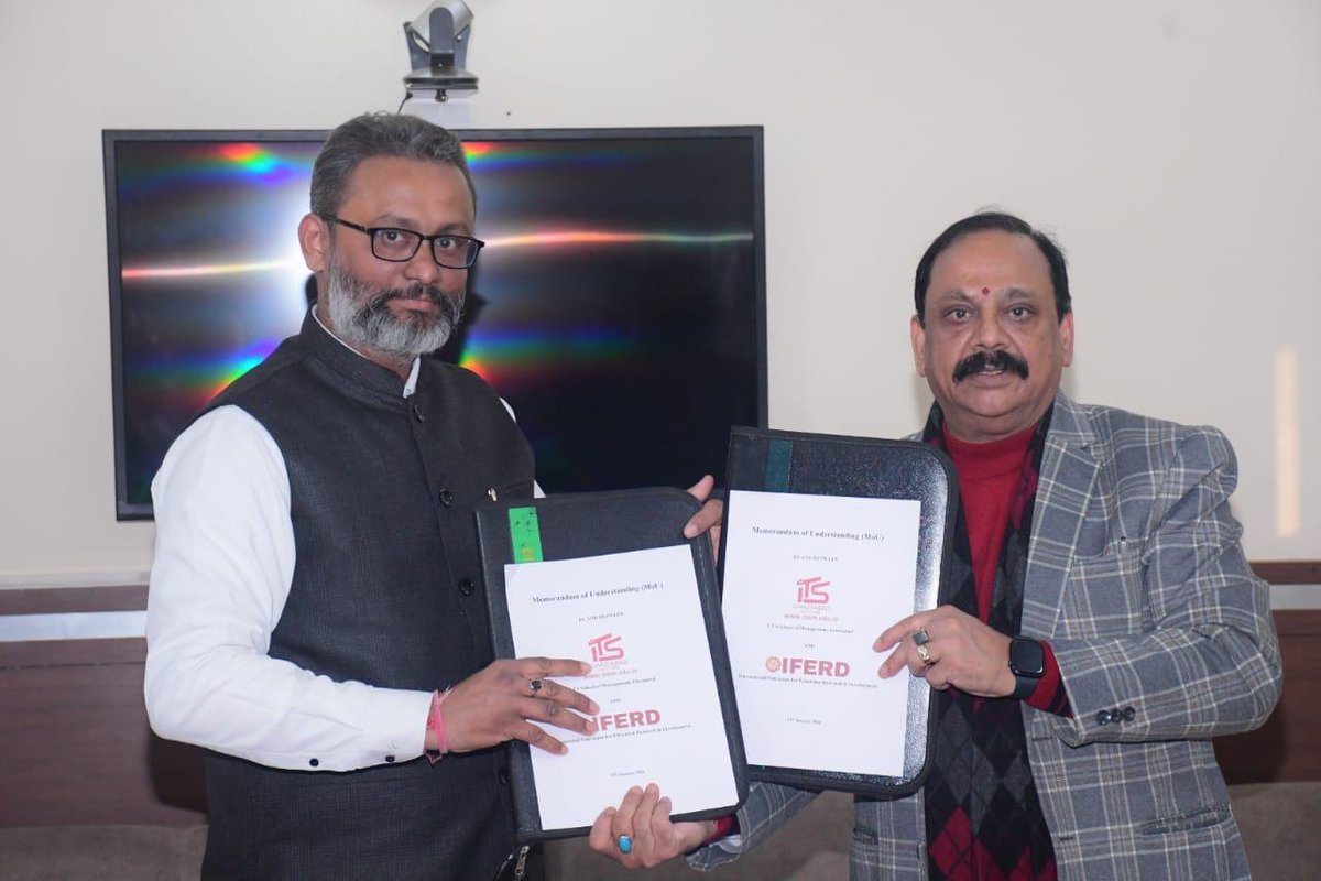 ITSEduGroup's tweet image. I.T.S School of Management, Ghaziabad, a constituent of ITS - The Education Group, Ghaziabad-, proudly signed a Memorandum of Understanding (MoU) with the International Federation for Education, Research &amp;amp; Development (IFERD) on 5 January 2026.

#MoUSigning #ITSGhaziabad