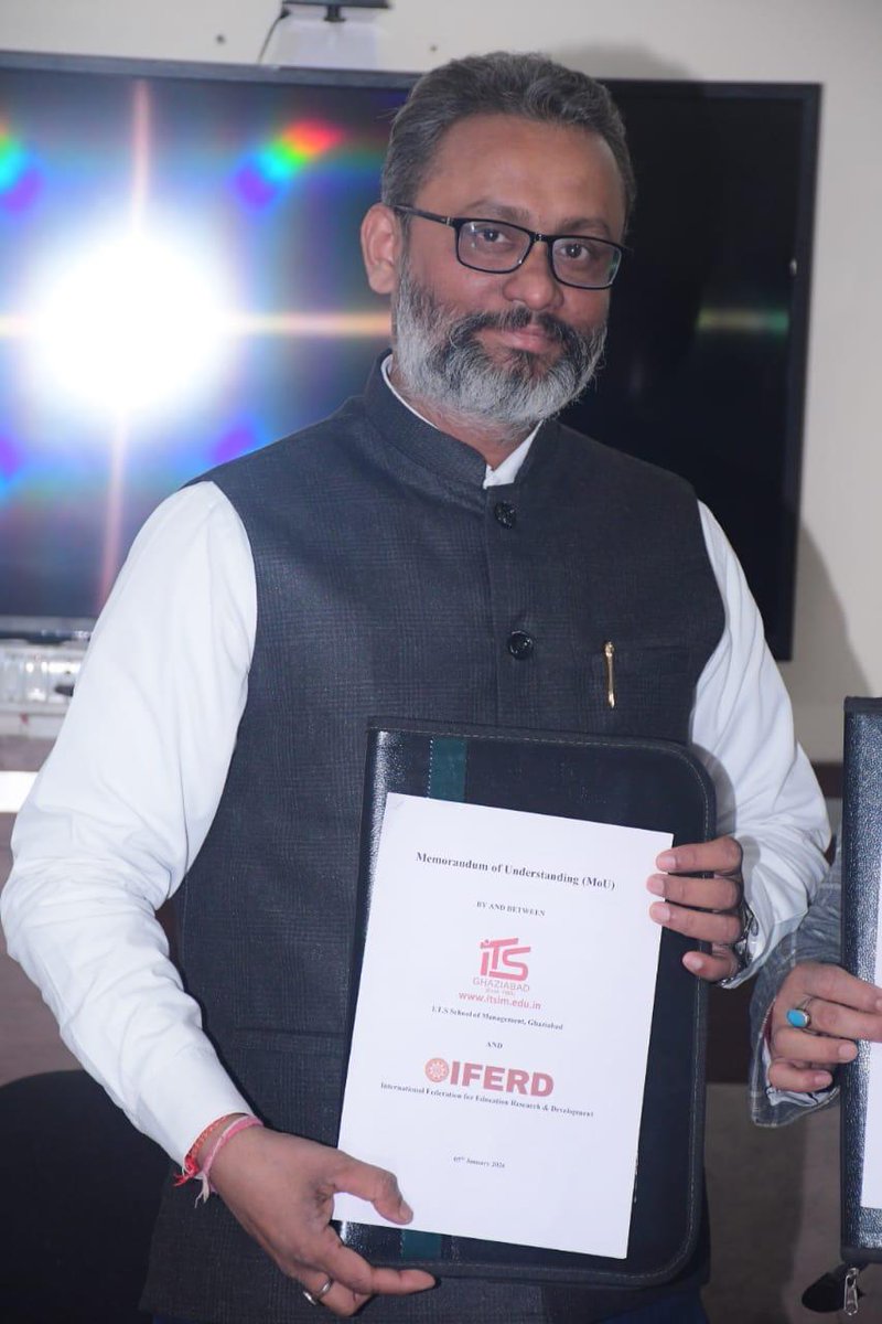 ITSEduGroup's tweet image. I.T.S School of Management, Ghaziabad, a constituent of ITS - The Education Group, Ghaziabad-, proudly signed a Memorandum of Understanding (MoU) with the International Federation for Education, Research &amp;amp; Development (IFERD) on 5 January 2026.

#MoUSigning #ITSGhaziabad