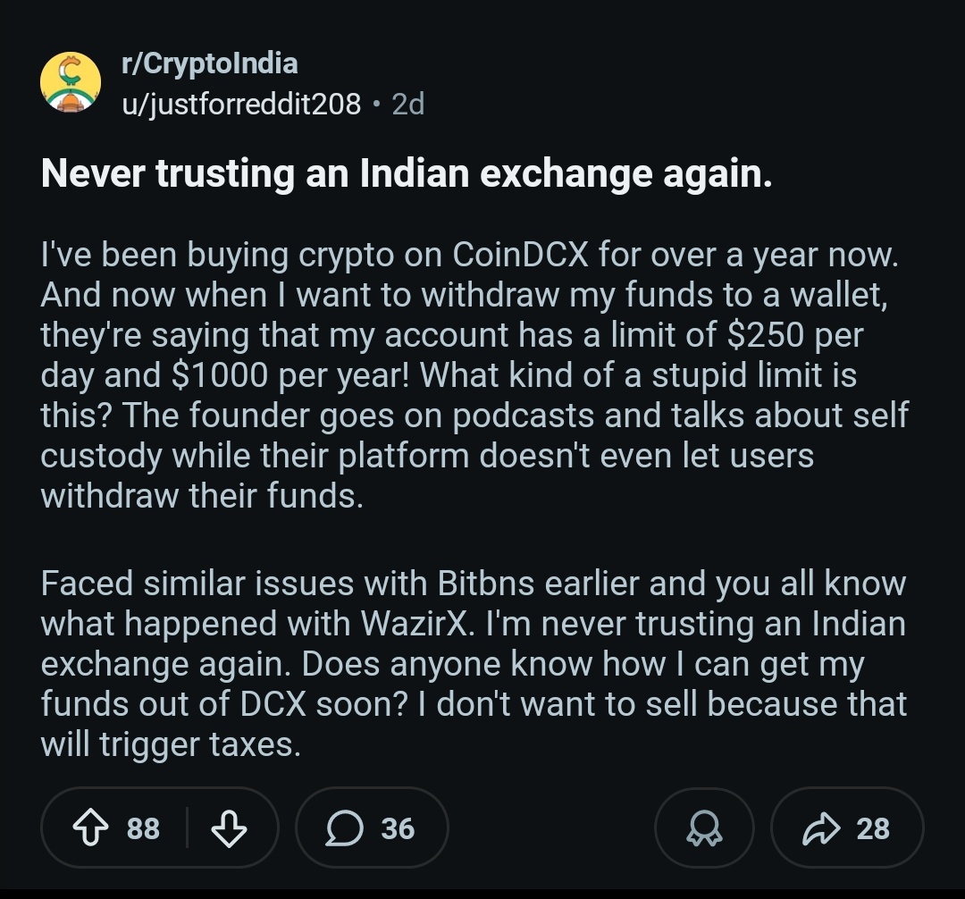 Looks like in coming years many 🇮🇳Indians will completely stop using Indian  crypto exchanges 🤔