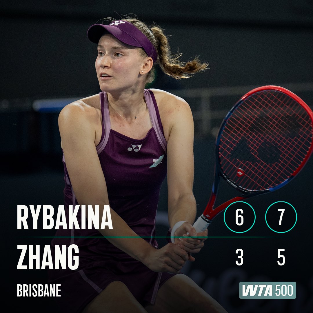 First win in 2026 ✅

Elena Rybakina fights through the challenge from Zhang in Brisbane, and with 16 aces 💪

#BrisbaneTennis