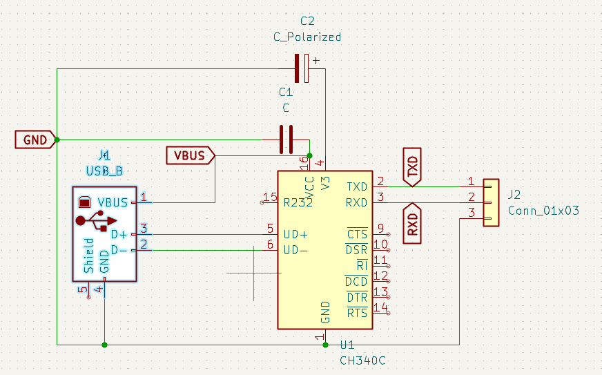 Yash_Kumar2's tweet photo. Day 16 PCB design
Designed and routed a CH340C USB–UART board from scratch.
• Clean USB D+/D− routing
• Proper decoupling &amp; power loops
• Solid GND plane
• TX/RX broken out for debugging
Now, I do not know how clean and great this is, Anybody? https://t.co/oH2OIB2mUy