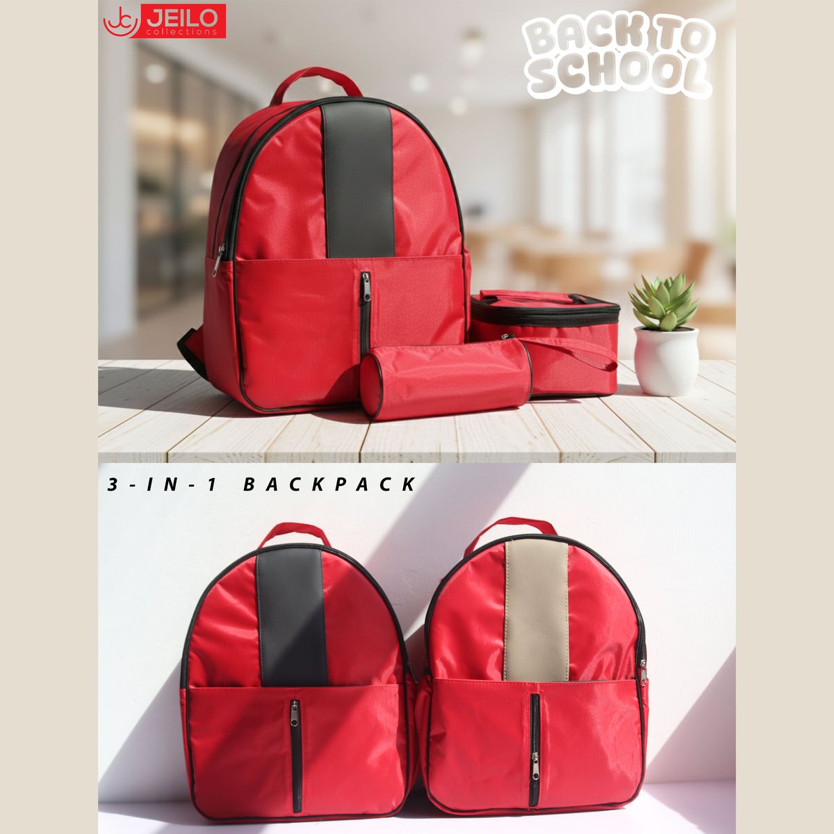 Ready, set, SCHOOL!
Meet the JEILO 3-in-1 Backpack—the ultimate companion for the new term.
What’s inside: 📷 Spacious Main Backpack for books &amp; gear. 📷 Matching Lunch Bag to keep snacks fresh. 📷 Sleek Pencil Case for all the essentials.
Gear up for your best year yet!