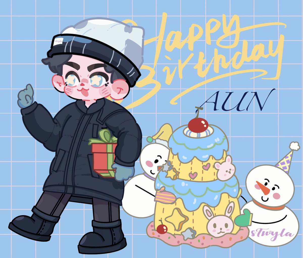 ZcyLyl's tweet photo. Happy birthday  AUN @napat_un 
(宝宝下次别穿这么多黑色了😂)
#UnNapat 
#23rdBirthdayAunNapat 
#AunStamp https://t.co/0WLOioLTUq