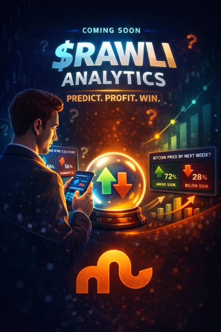 🐘 $RAWLI ANALYTICS
Prediction Intelligence Platform

See the future. Before it moves.

$RAWLI Analytics transforms probability into actionable intelligence — a next-generation prediction engine designed to forecast outcomes, decode uncertainty, and stay ahead of markets and