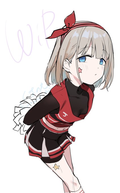 かほとチア併せさせたくてざっくりラフきってみたあさひ