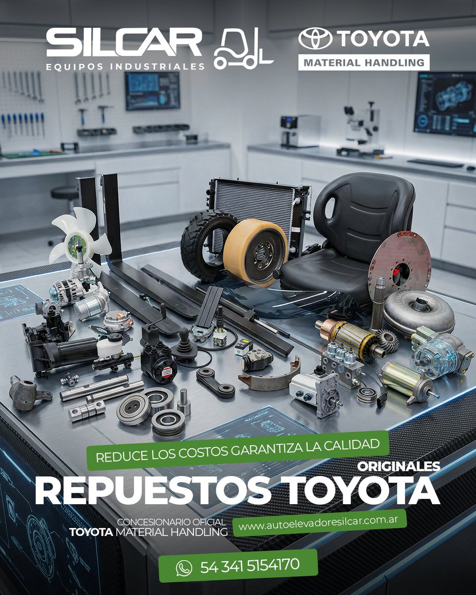 ✔REPUESTOS ORIGINALES DE AUTOELEVADORES
🔹TOYOTA MATERIAL HANDLING MERCOSUR

📲CONSULTANOS: 54 341 5154170
📨repuestos@gruposilcar.com
💻autoelevadoresilcar.com.ar

🔹Mayor valor de recambio.
🔹Garantía oficial Toyota.
📞Tel. 54 341 4653737 (líneas rotativas)