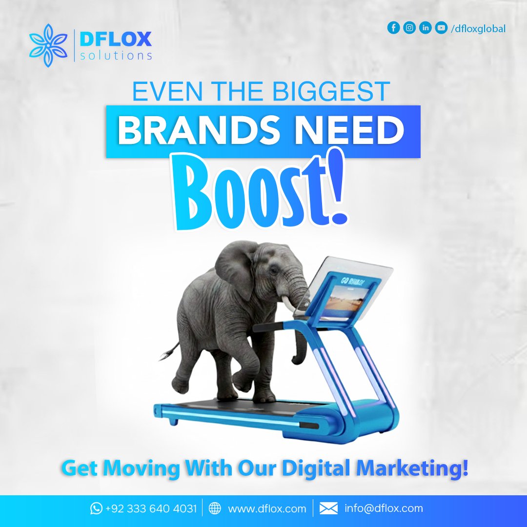 dfloxglobal's tweet photo. Even the biggest brands need a boost. 
Get moving with DFLOX Solutions and grow your digital presence with smart marketing &amp; web solutions. https://t.co/gaYeV6X44B