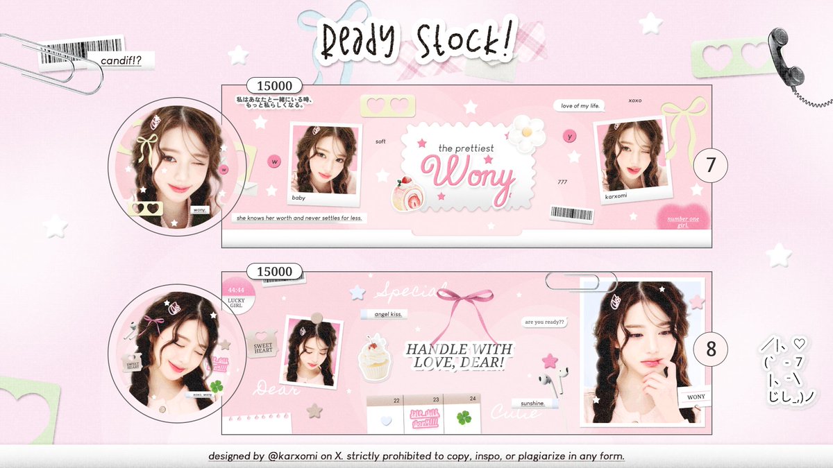 karxomi's tweet image. layout ready stock wonyoung ☘️ 
prici di pict ya, free retext ..
#zonaba #zonauang