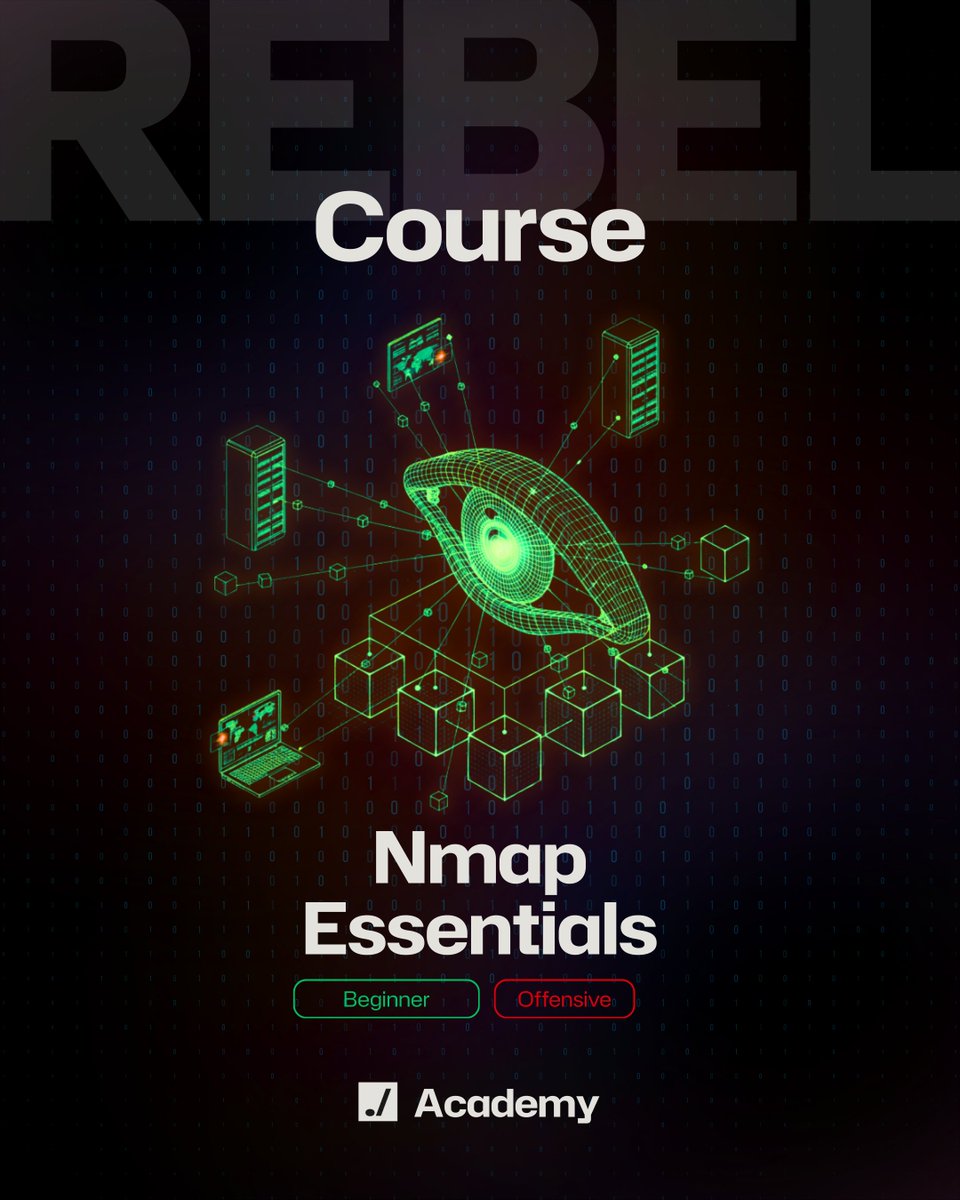 "What's running on the network?"

That's the first question in most pentests. Nmap gives you the answer.

Learn all scan types (TCP, SYN, UDP, ACK), service detection, OS fingerprinting, NSE scripting for automation, timing and evasion techniques in our Nmap Essentials course.

5