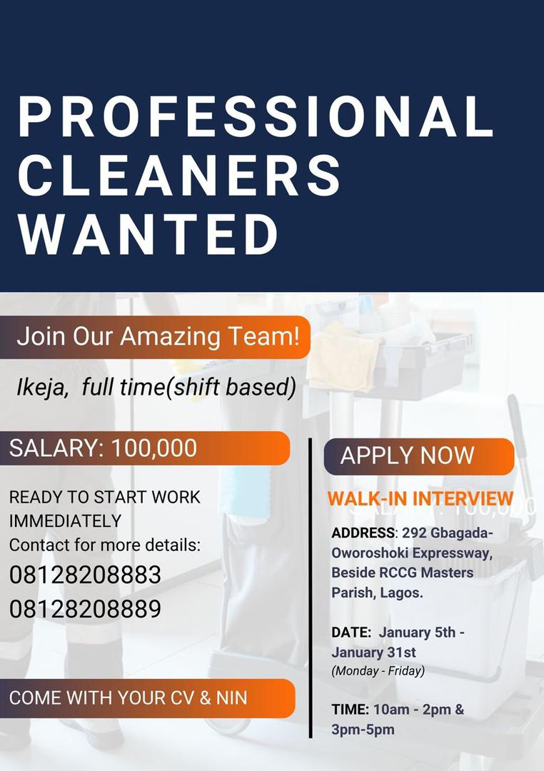 khadashaafrica's tweet photo. 📍 Work Location: Ikeja 
💰 Salary Range: ₦100,000 
📍 Interview Address: 292 Gbagada–Oworoshoki Expressway, beside RCCG Masters Parish, Lagos

Qualified candidates should be reliable, physically fit, and willing to maintain a clean, safe, and organized work environment. https://t.co/aE8L7pJwi8
