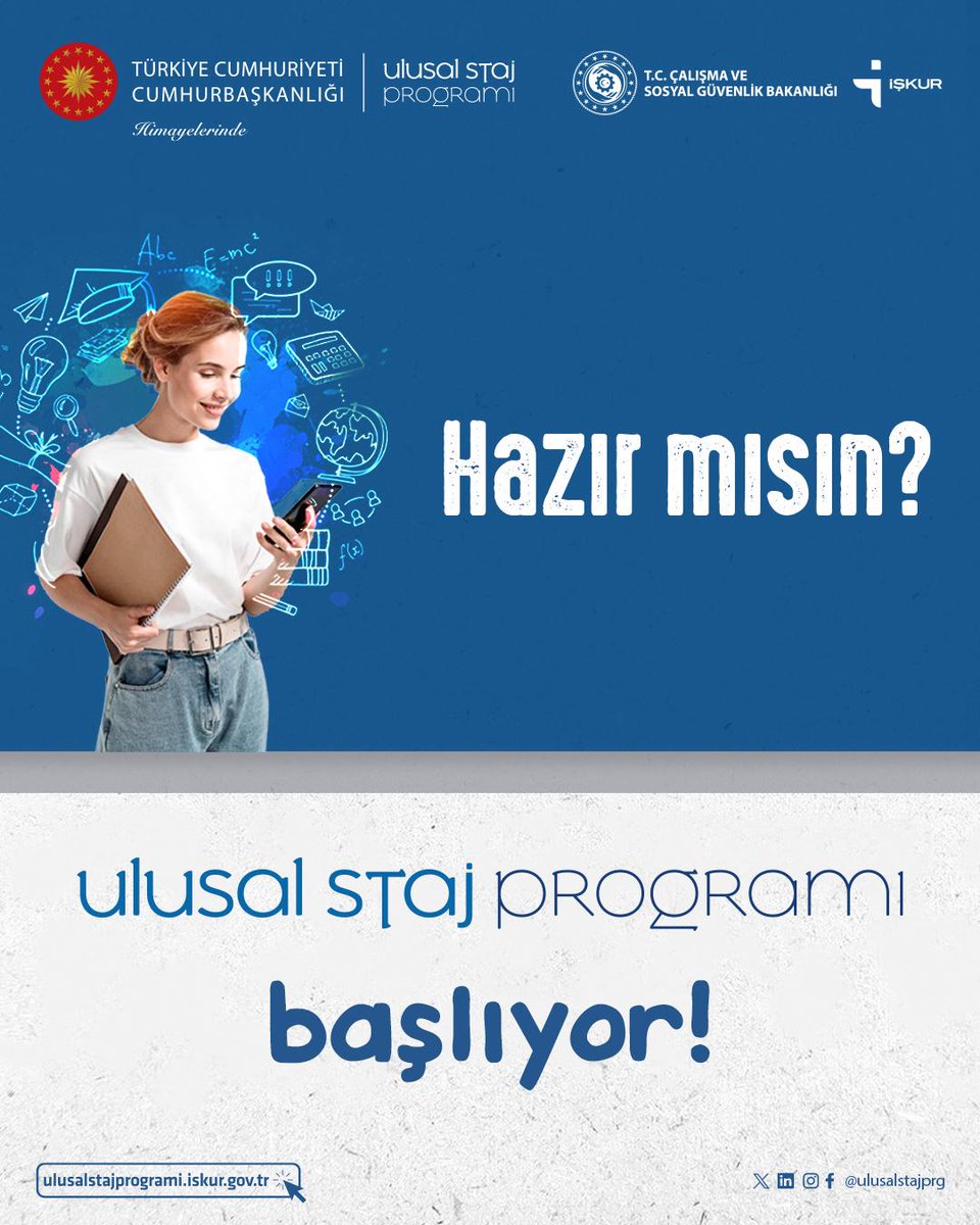📢Ulusal Staj Programı başvuruları bugün başlıyor. Kamu kurumları ve özel sektör kuruluşları senin için hazır, sen de hazır mısın?
Bizi takipte kalın. 
➡️ulusalstajprogrami.iskur.gov.tr

#UlusalStajProgramı
#USP
#Staj
#StajFırsatı
#Kariyer