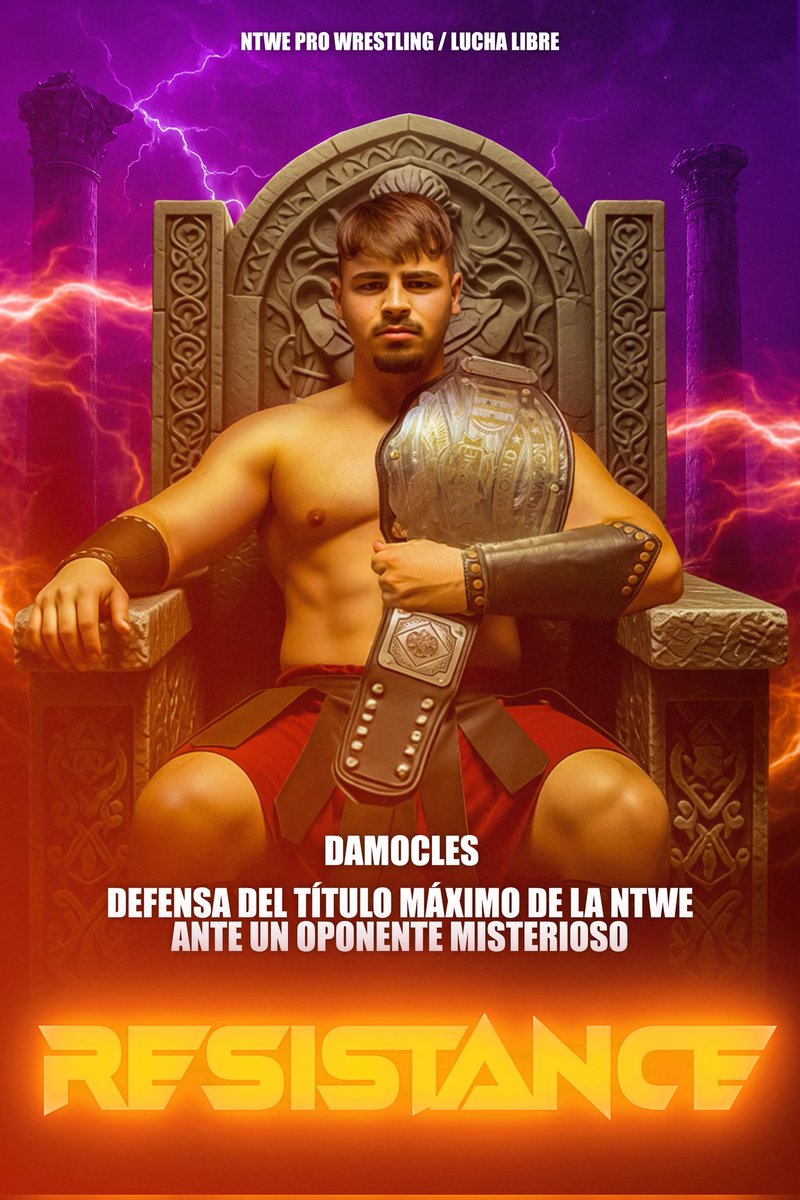 ⚡ RESISTANCE ⚡

Damocles tendrá que defender su título pero aún no sabe quién será su rival. ¿Estará Damocles a la altura?

Damocles (c) ⚔️ vs ????
Combate por el Título Máximo de la NTWE 

📅 Viernes 9 de Enero 
📍Sala Box, Chiclana de la frontera 
🕕 Show 18:00
🎟️ GRATIS