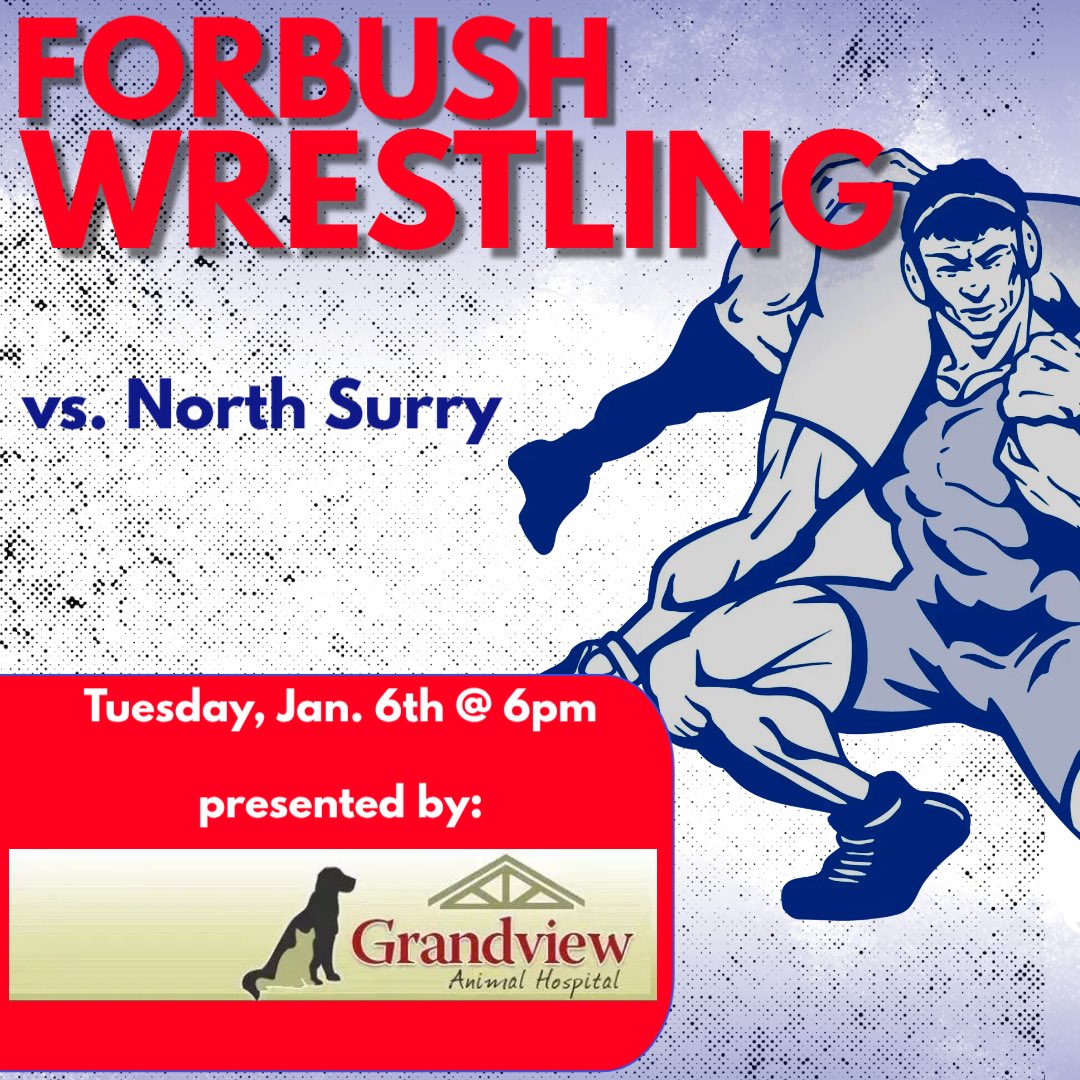 ForbushABC's tweet image. It’s a Forbush Wrestling Match Day presented by Grandview Animal Hospital! Go Falcons!