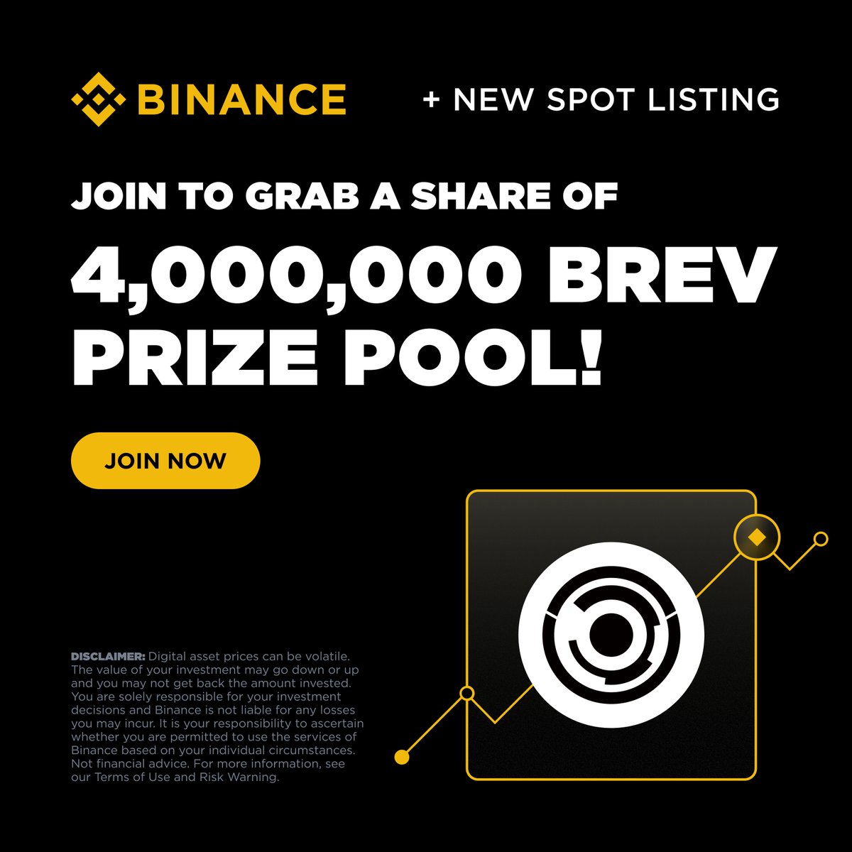 New addition on Spot listing BREV @brevis_zk. 🎁 Prize Pool: 4,000,000  $BREV Token Vouchers 📍 Where: Binance Spot Get started now 👉  https://t.co/yFzbzk2HZH