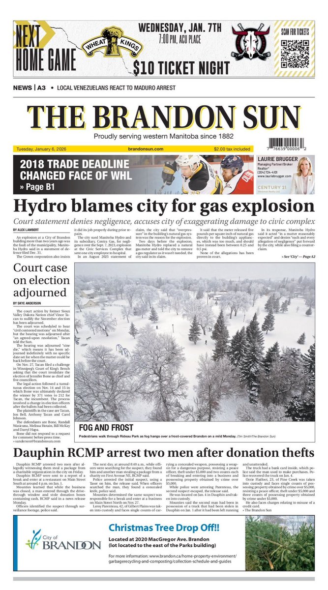 thebrandonsun's tweet photo. Tuesday's #FrontPage #bdnmb https://t.co/I5SyuMUoRQ