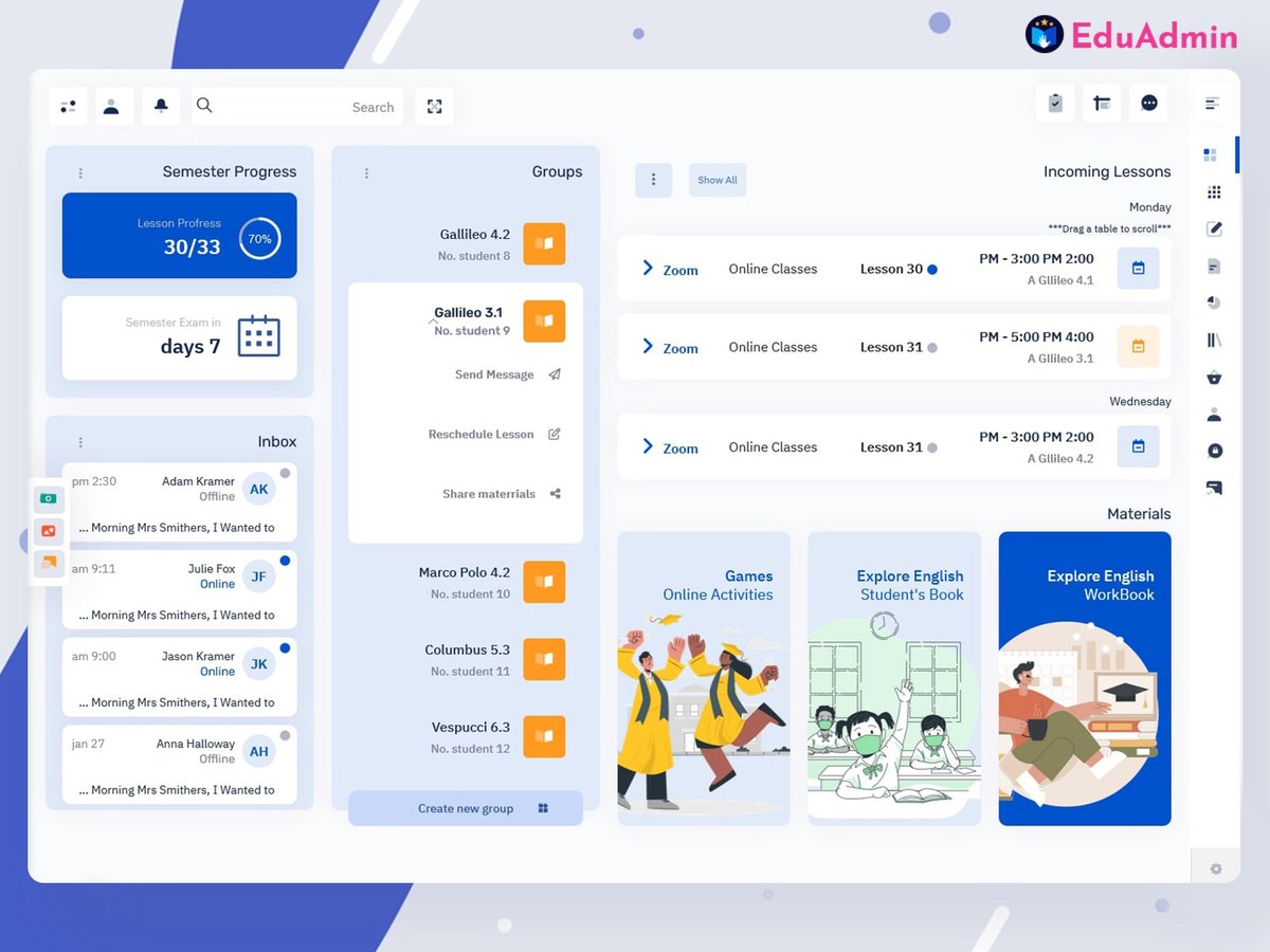 MultiStoreTheme's tweet photo. ELearning Admin Dashboard for Course, Student &amp; Progress Management
.
Buy Now: https://t.co/bnbYPhOuxq
.
#elearningdashboard #educationadmin #lmsdashboard #onlinelearning #admindashboard #edtechui #dashboarddesign #studentmanagement #coursemanagement #webui https://t.co/5moY6BAtbv