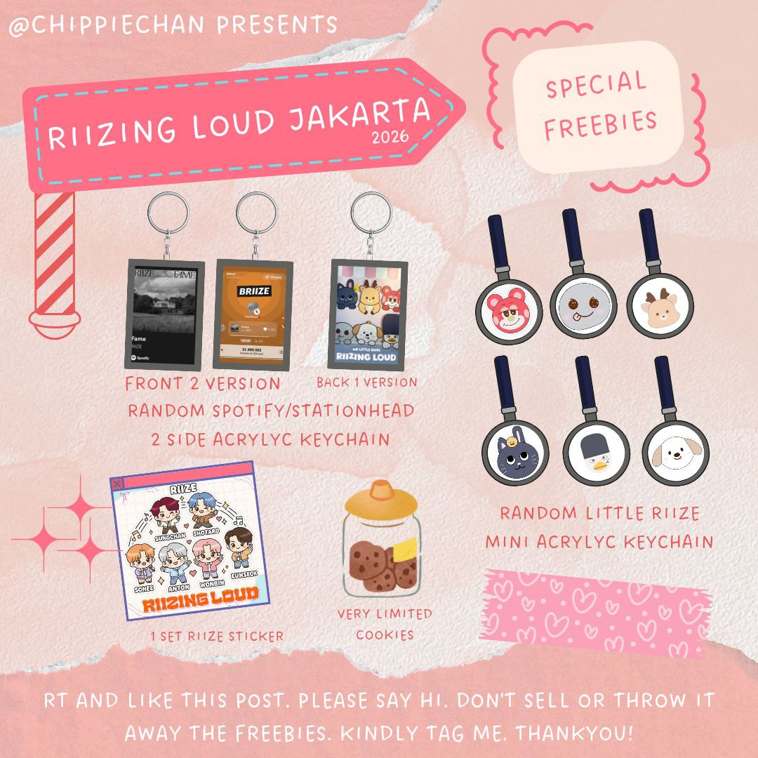 chippiechan's tweet image. ˙✧˖° RIIZING LOUD in JAKARTA ༘ ⋆｡
freebies by @chippiechan 🩷
rt &amp;amp; like are appreciated🫶

📅Jan 9-10th, 2026
📍ICE BSD
⏰️TBA

જ⁀➴
🩷find me and say hi!
🩷kindly tag me if u get one
🩷open for trade
🩷cookies very limited

#RIIZE
#RIIZINGLOUDinJKT #RIIZINGLOUD_IN_JAKARTA