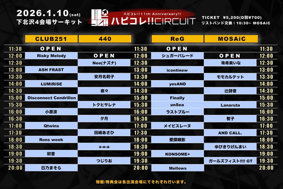 1月schedule💐 1/4 yesAND @下北沢MOSAiC\サーキット/ 1/10 yesAND