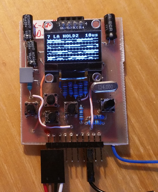 NemecekPanda38's tweet photo. #PidiMultiMeter Another mode of the small multi-meter has been successfully implemented - a logic analyzer. Sampling rate up to 8 MHz, mode of 1 or 2 input channels, 5 scale ranges (10 ms to 1 us), HOLD mode, Auto-start with signal edge. https://t.co/FIM6GrkUVD