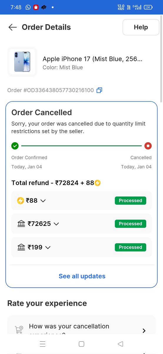MohdMmueen58's tweet photo. @Flipkart Why are mobile orders being cancelled instantly every time? This problem is happening to everyone, not just one user. If you can’t fulfill orders, don’t allow them in the first place. Very disappointing service. #FlipkartFail #fakekart #boycottflipkart #boycottflipkart https://t.co/4orF064e20