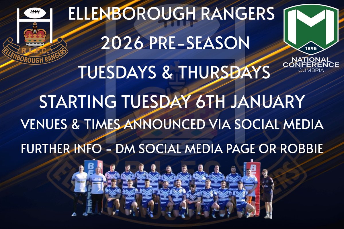 ElbraRangers's tweet photo. 🔵 2026 Open Age Pre-Season Training 🔵

ALL PLAYERS - OLD, PRESENT &amp; NEW WELCOME

Prior to each Session, Locations &amp; Times along with any info will be posted on Social Media 

📅 TUE 6TH JAN

🏟️ MEET @ CHANGING ROOMS

⏰ 6:30PM

👟 BOOTS &amp; TRAINERS 

🟦⬜️🟦⬜️ https://t.co/N5yWfEjjzu