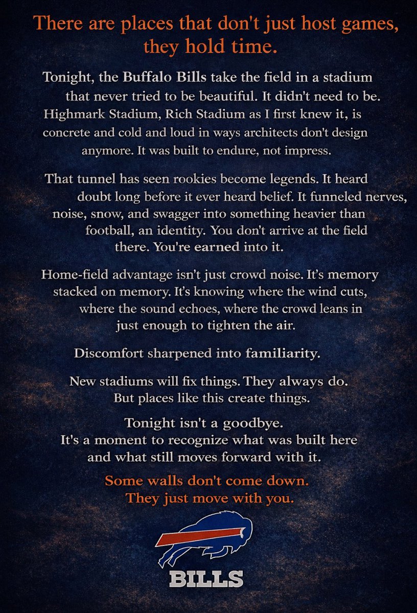 Merk256's tweet image. Some thoughts on the last game….

There are places that don’t just host games, they hold time….

#BillsMafia