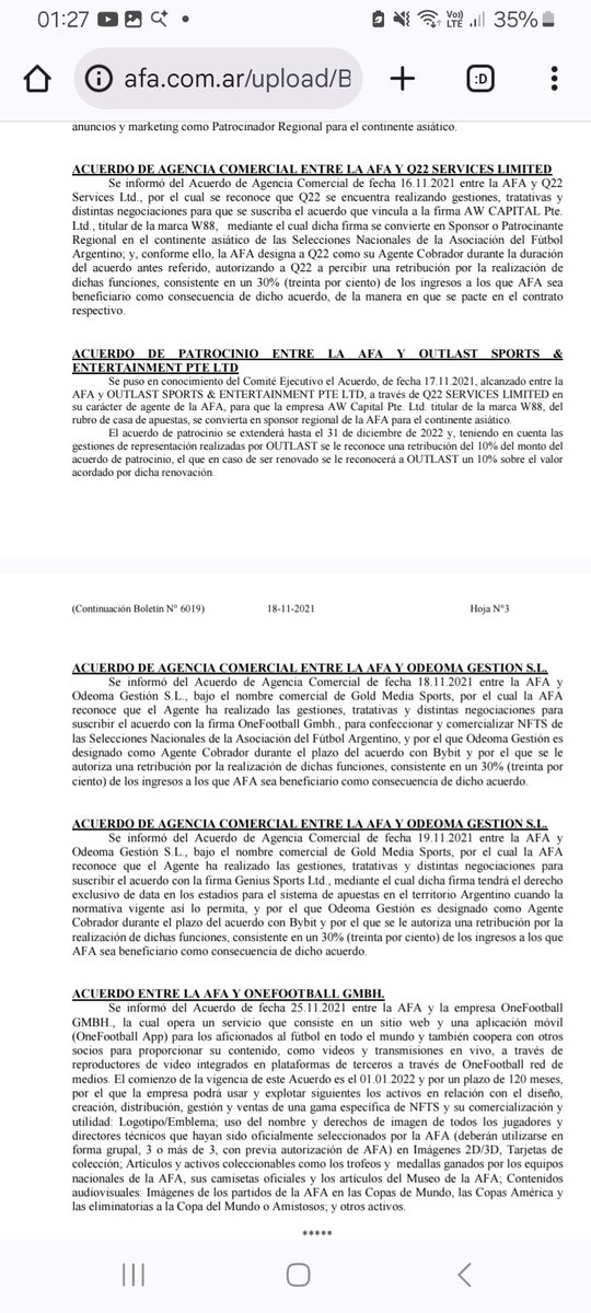 Mas contratos del recaudador de la AFA, el Santiagueño. Cobra el 30% de las ganancias de la AFA. Odeoma Gestion sl.