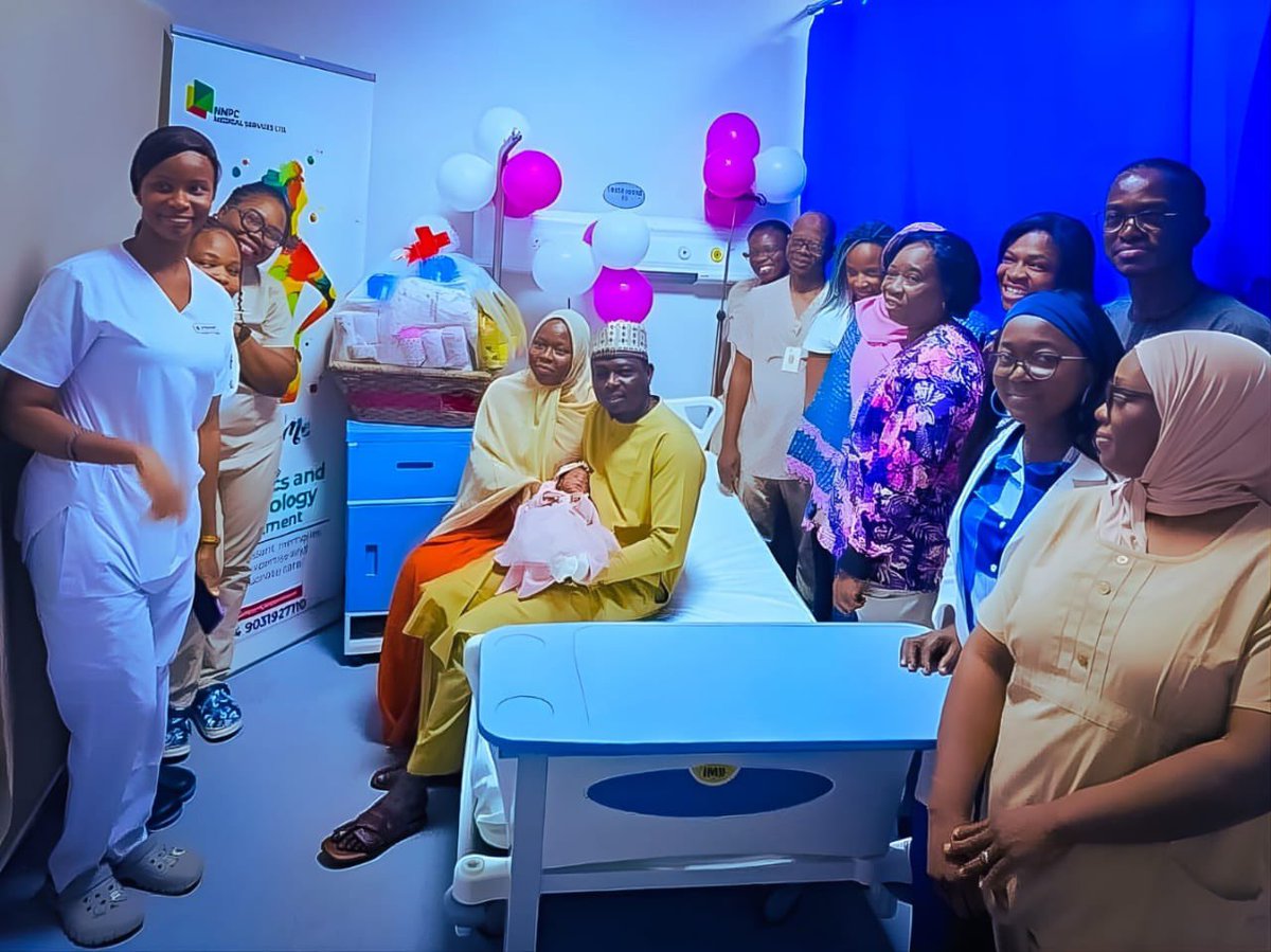 MissRozapepper's tweet photo. NNPC Multispecialty Hospital (NMSH) Abuja welcomes its first baby of 2026, baby Ummulkhairi Alkasim, born Jan 1 at 3:39 a.m. Mom and baby are doing great! 🍼👶 #NMSH #NewYearBaby https://t.co/I9CiDUjC7A