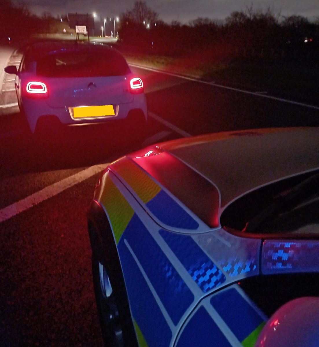 MerPolTraffic's tweet photo. This #Citroen was sighted in #Maghull with several defective lights. Vehicle stopped and the driver tests positive for cannabis. #Arrested https://t.co/fE7bhmC0Zf