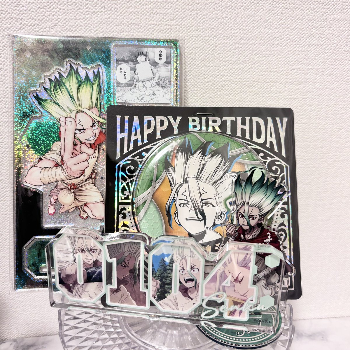 ジャンプのバースデー缶とアクスタも間に合いました🥹✨ 千空改めて