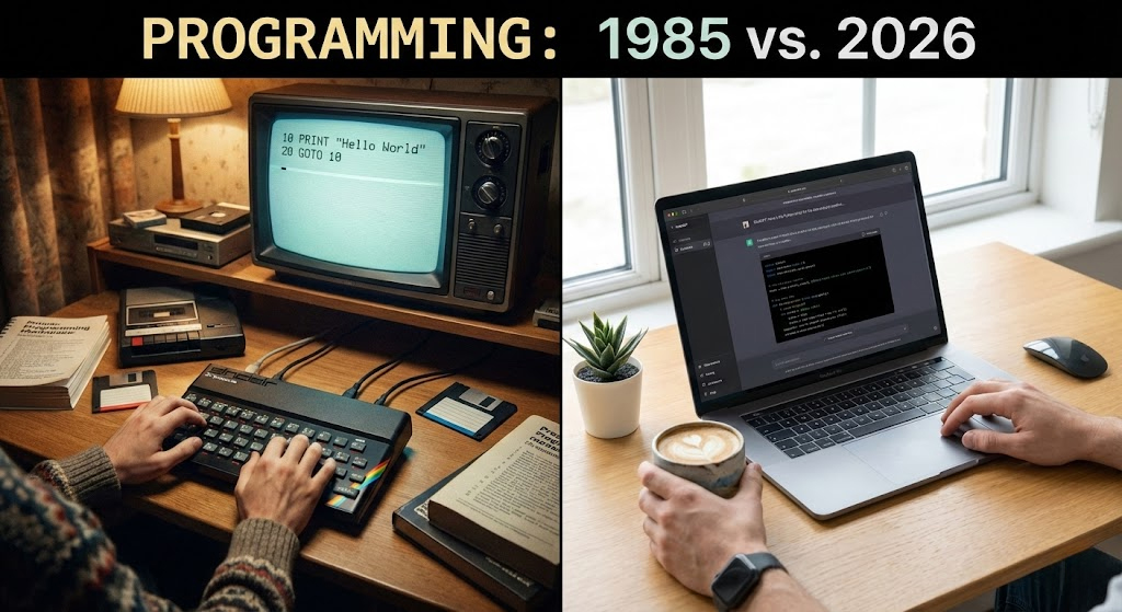 1985: Three hours debugging a GOTO loop just to get text on a CRT screen. 🕹️

2026: "Vibe coding" an entire application over a coffee with AI. ☕️✨

Different eras, same creative urge.

#ZXSpectrum #VibeCoding #AI #VibeCoding