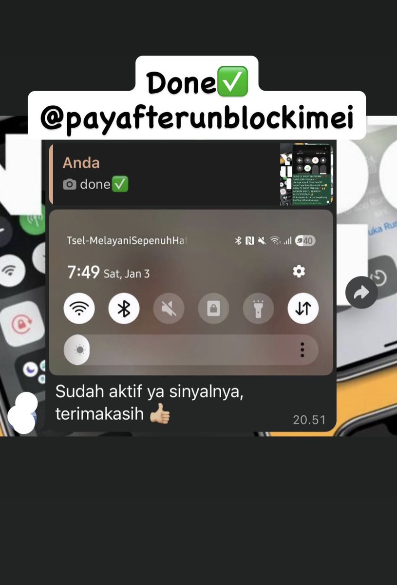 PAUIIMEI's tweet image. Yuk unblock unlock imei kalian sebelum harga naik🫶🏻🫠
• TRY ONLY
• 3 BULAN
• ⁠BEACUKAI
wa me👌
wa.me/+6289525392822