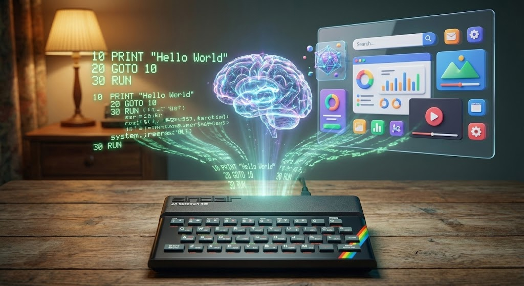 Back then, it was a battle against BASIC syntax on rubber keys for every single byte.

Today, "vibe coding" is about pure intention. We moved from writing the code to directing it.

The tools are wilder, but the magic is the same. 🪄

#RetroTech #Programming #VibeCoding