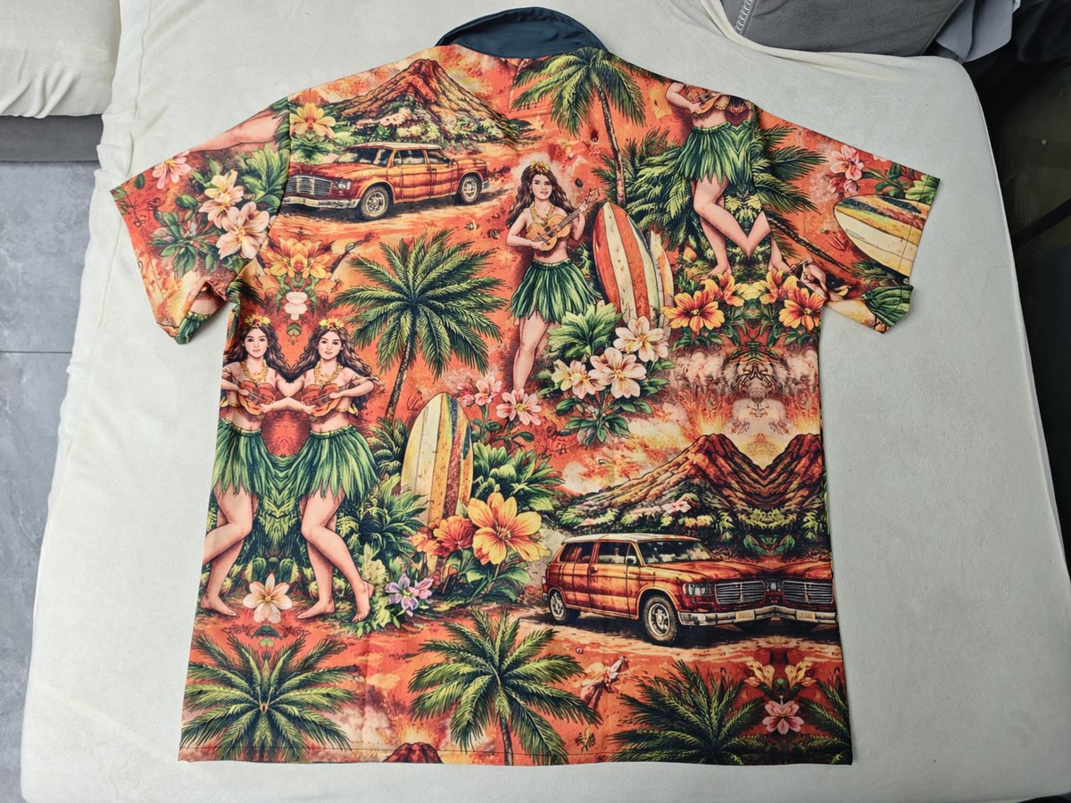 ericlin2017's tweet image. Look at these colors! 🎨😍
Just finished producing this custom design. From retro cars to hula dancers, the print quality is sharp. Want to print your own custom Hawaiian shirt? We accept 1 piece orders!
👉 Get started: ginifab.com/custom_t_shirt…
#OOTD #CustomClothing #SummerVibes