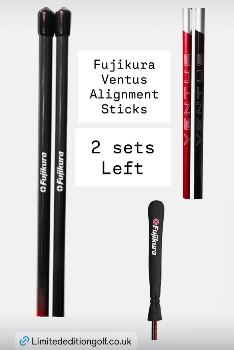 Only 2 Sets left of our stock of the <a href="/FujikuraOnTour/">Fujikura Composites</a> Ventus Alignment Stick Cover set. Get in touch if you want a set. 
Follow the link limitededitiongolf.co.uk/accessories 

#fujikura #ventus #toursticks #alignmentsticks #1onTour #golf #golfing #golflife #golfchat